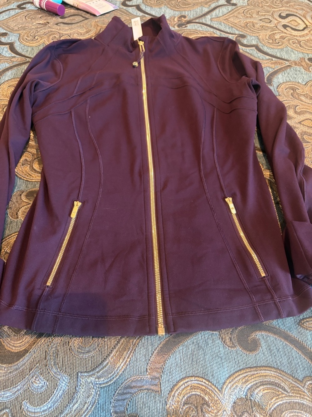 lululemon athletica Plum Zip-Up Jacket with Gold Zippers